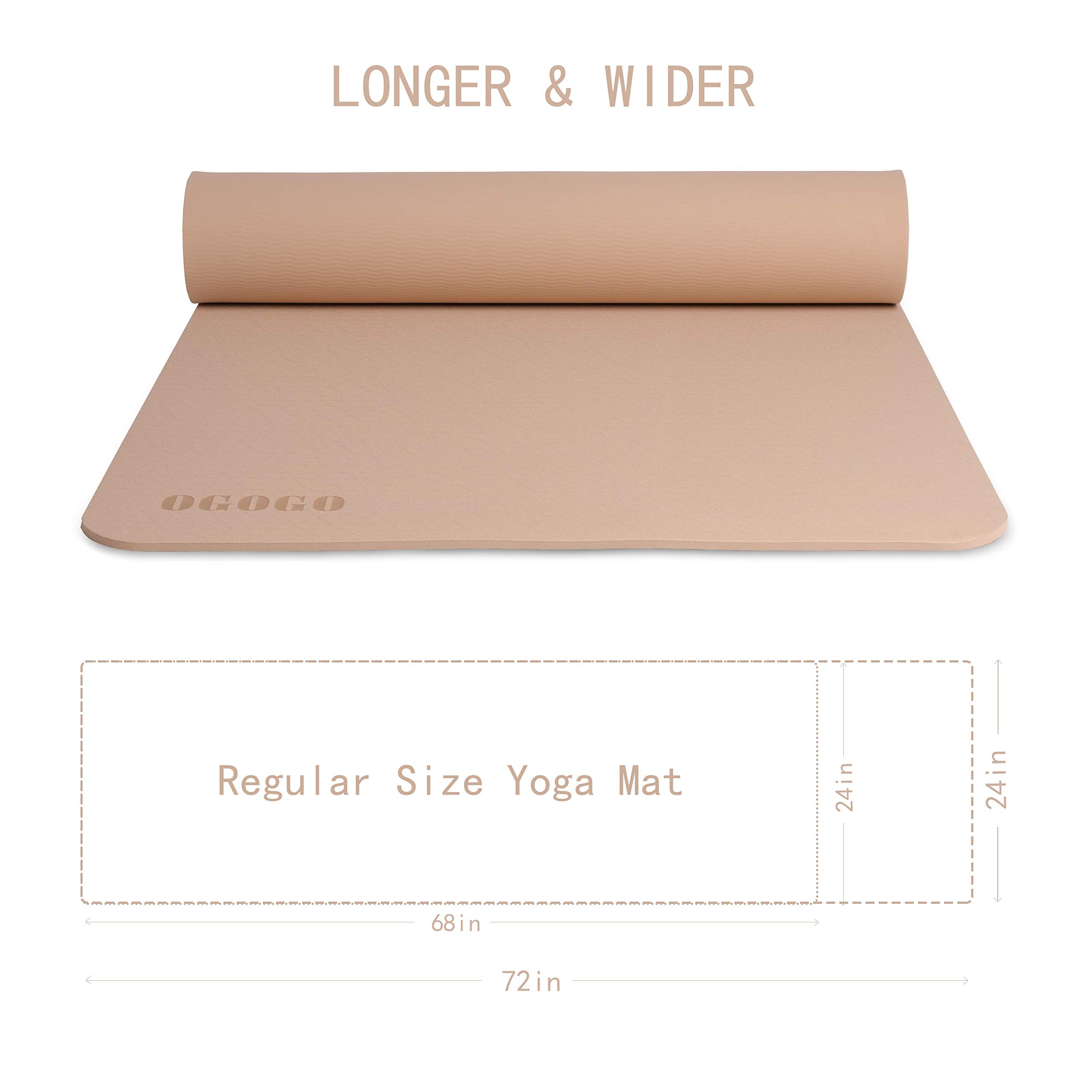 OGOGO Yoga Mat Double-Sided Non Slip,Eco Friendly Exercise Yoga Mat for Men and Women,Thick High Density Pro Mat with Carrying Strap