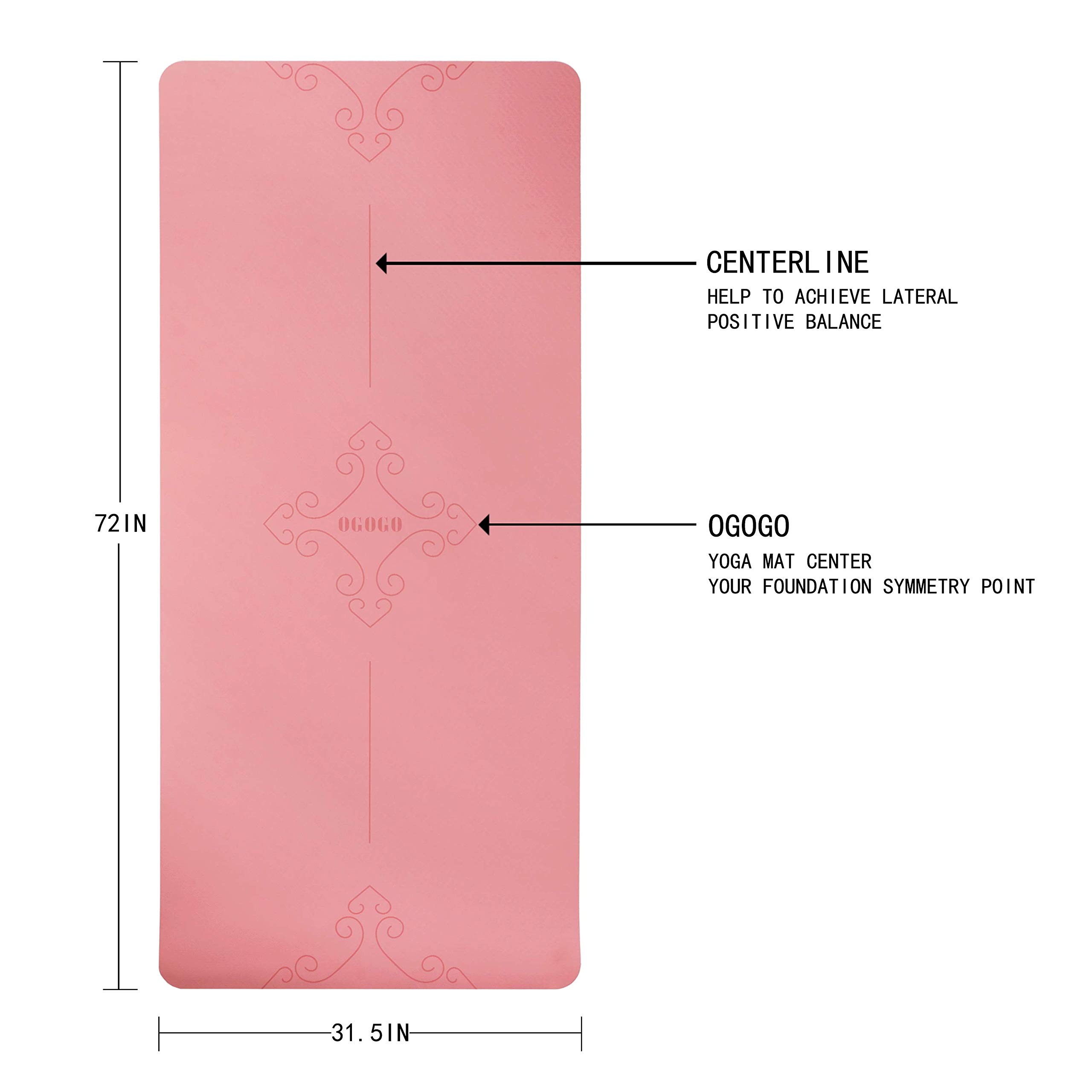 OGOGO Yoga Mat Double-Sided Non Slip,Eco Friendly Exercise Yoga Mat for Men and Women,Thick High Density Pro Mat with Carrying Strap